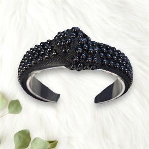 072 - Handmade Black Beaded Fashion Sponge Hairband